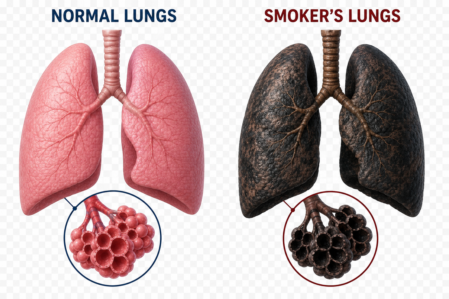 Healthy Lungs vs Smoker's Lungs