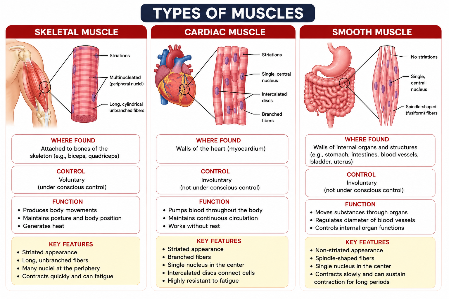 Types of Muscles Illustration